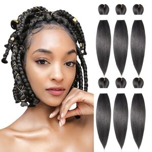 10” Pre-Stretched Braiding Hair‎ • 3 Packs • Color 2 Off Black • Short Straight